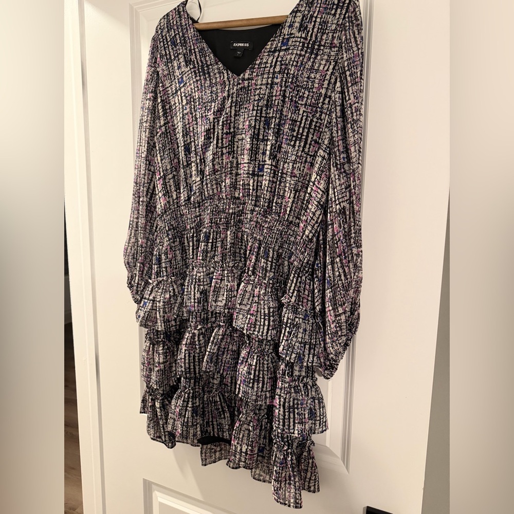Express Black and Pink Long Sleeve Dress